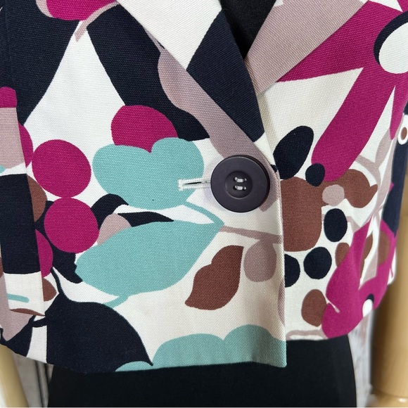 🎉HP🎉 NEW NWOT Hinge Floral Abstract Short Sleeve Cropped Blazer Jacket SMALL - Picture 15 of 16